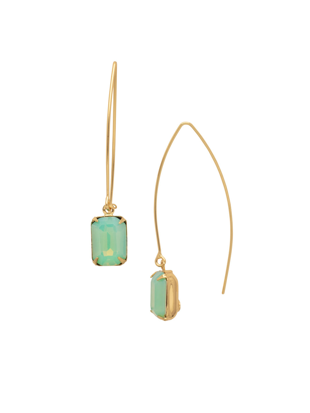 Bobbi Threader Dangle Earrings - EFK40BGPAC - <p>The Bobbi Threader Dangle Earrings feature an emerald cut stone on the end of a long threader style French wire. From Sorrelli's Pacific Opal collection in our Bright Gold-tone finish.</p>