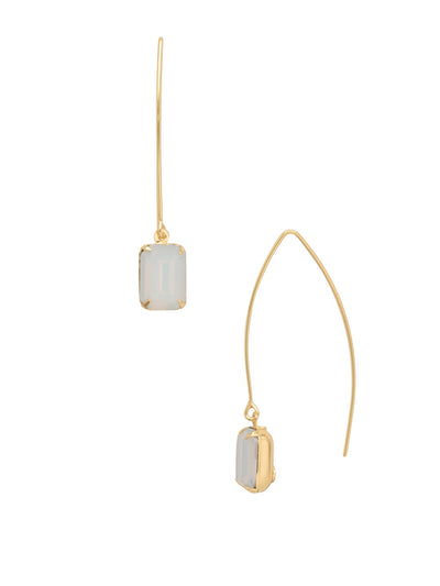 Bobbi Threader Dangle Earrings - EFK40BGWO - <p>The Bobbi Threader Dangle Earrings feature an emerald cut stone on the end of a long threader style French wire. From Sorrelli's White Opal collection in our Bright Gold-tone finish.</p>
