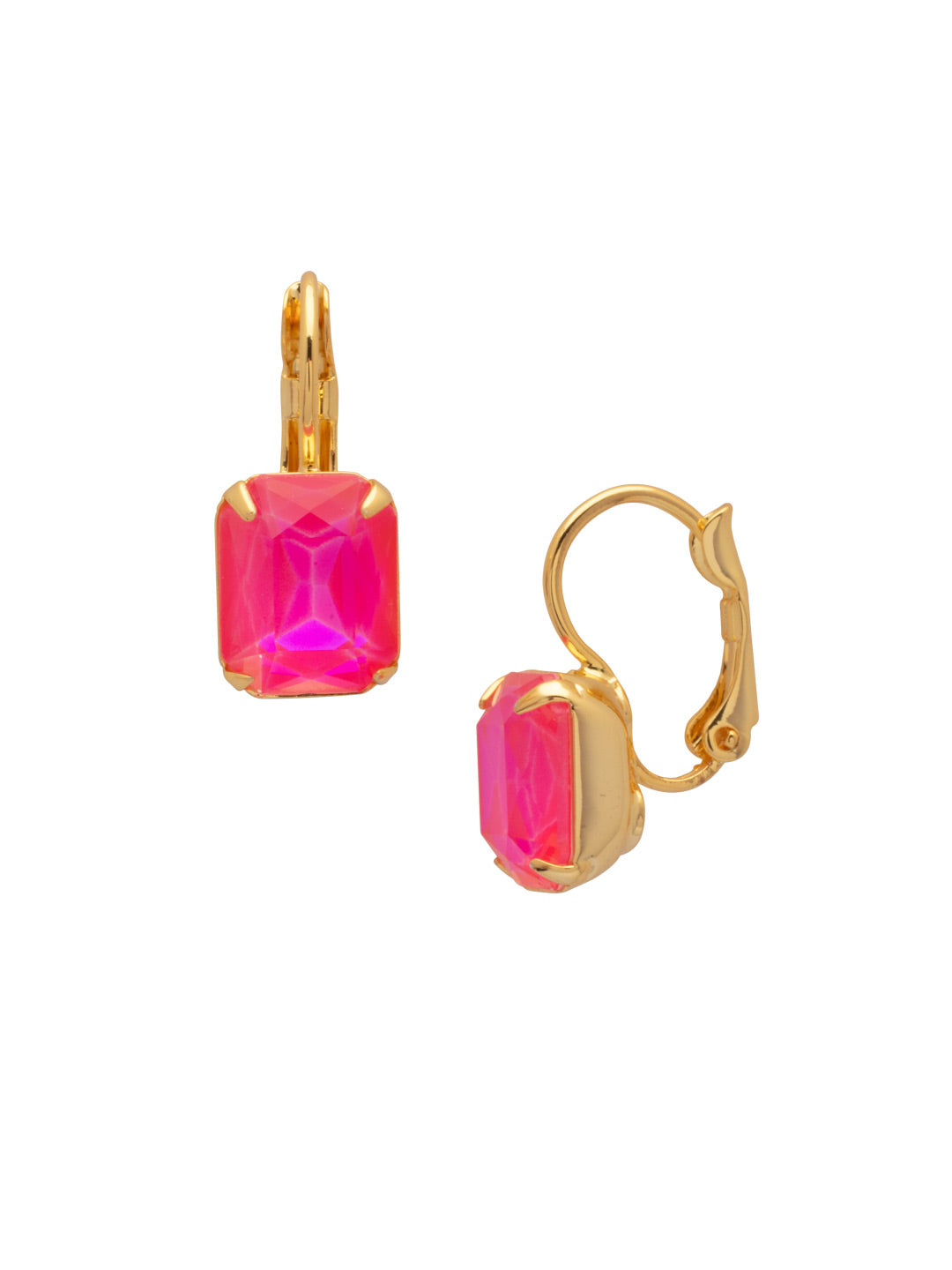 Octavia Dangle Earrings - EFK6BGETP - <p>The Octavia Dangle Earrings feature a small emerald cut crystal dangling from a lever-back French wire. From Sorrelli's Electric Pink collection in our Bright Gold-tone finish.</p>