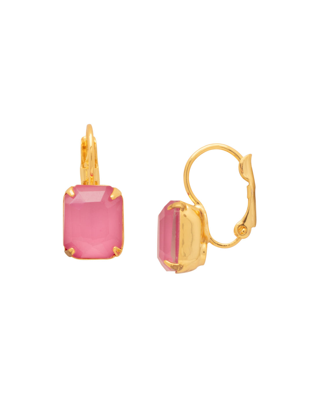 Octavia Dangle Earrings - EFK6BGPPL - <p>The Octavia Dangle Earrings feature a small emerald cut crystal dangling from a lever-back French wire. From Sorrelli's Peony Pink Lacquer collection in our Bright Gold-tone finish.</p>