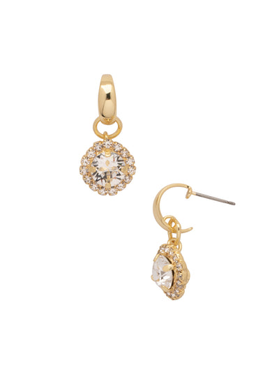 Haute Halo Huggie Dangle Earrings - EFK7BGCRY - <p>The Haute Halo Huggie Dangle Earrings feature a round halo crystal dangling from a huggie hoop on a post. From Sorrelli's Crystal collection in our Bright Gold-tone finish.</p>