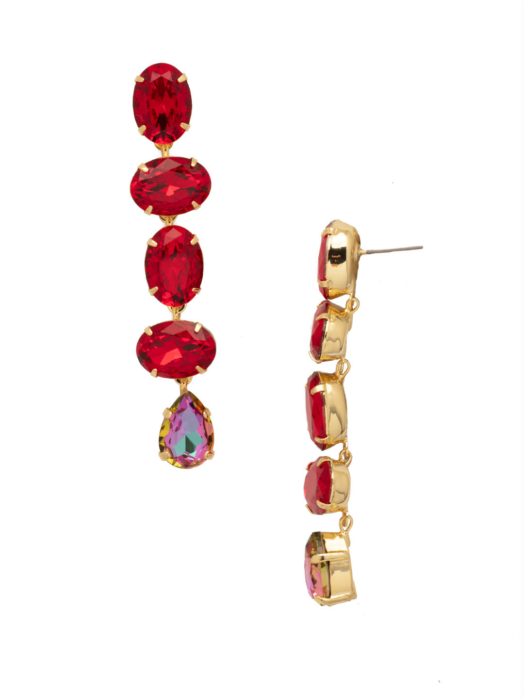 Michelle Statement Earrings - EFL10BGFIS - <p>The Michelle Statement Earrings feature alternating oval and pear-cut crystals dangling from a post. From Sorrelli's Fireside collection in our Bright Gold-tone finish.</p>