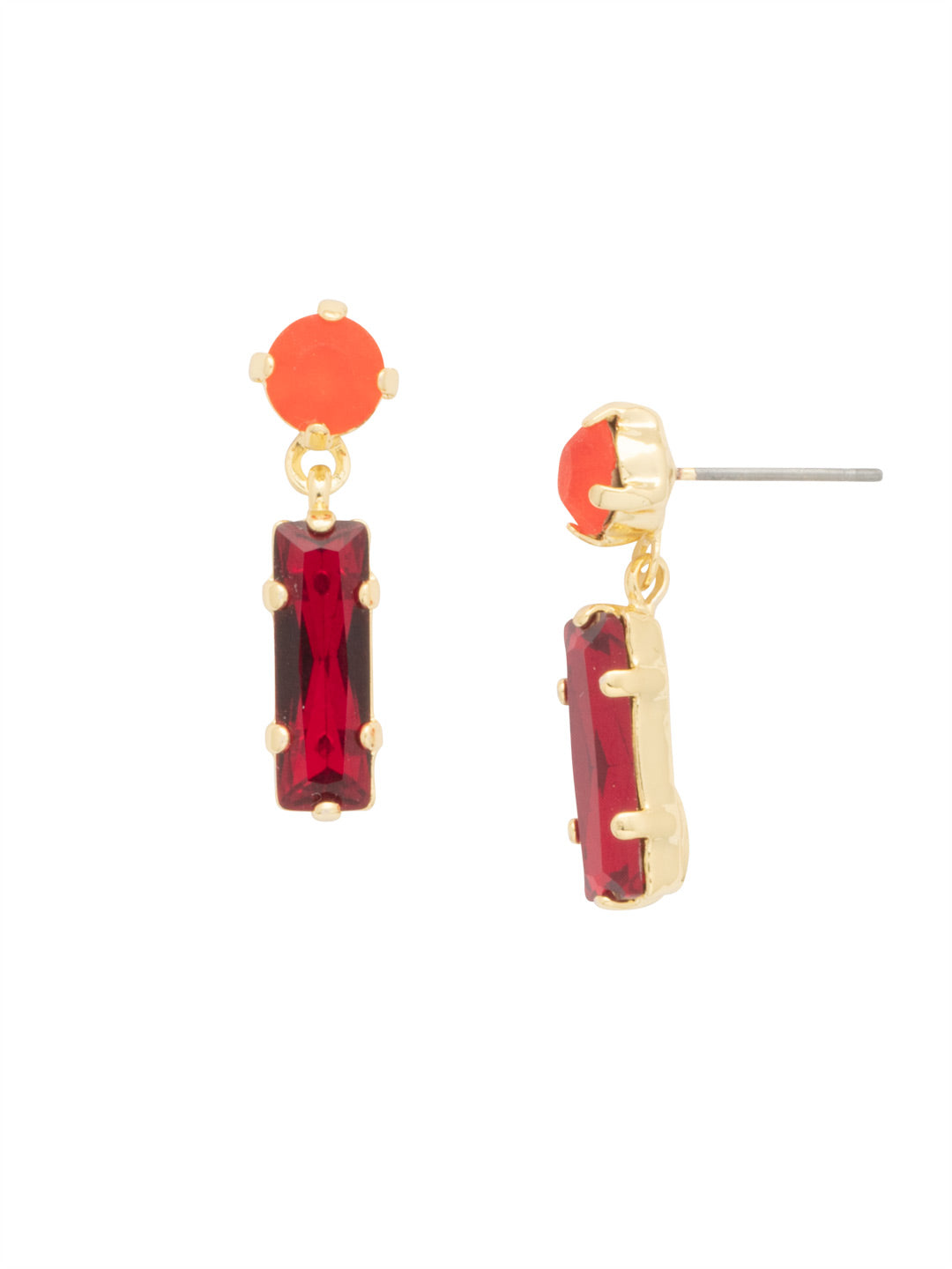 Bindi Studded Dangle Earrings - EFL13BGFIS - <p>The Bindi Studded Dangle Earrings feature a baguette bar crystal dangling from a round crystal on a post. From Sorrelli's Fireside collection in our Bright Gold-tone finish.</p>