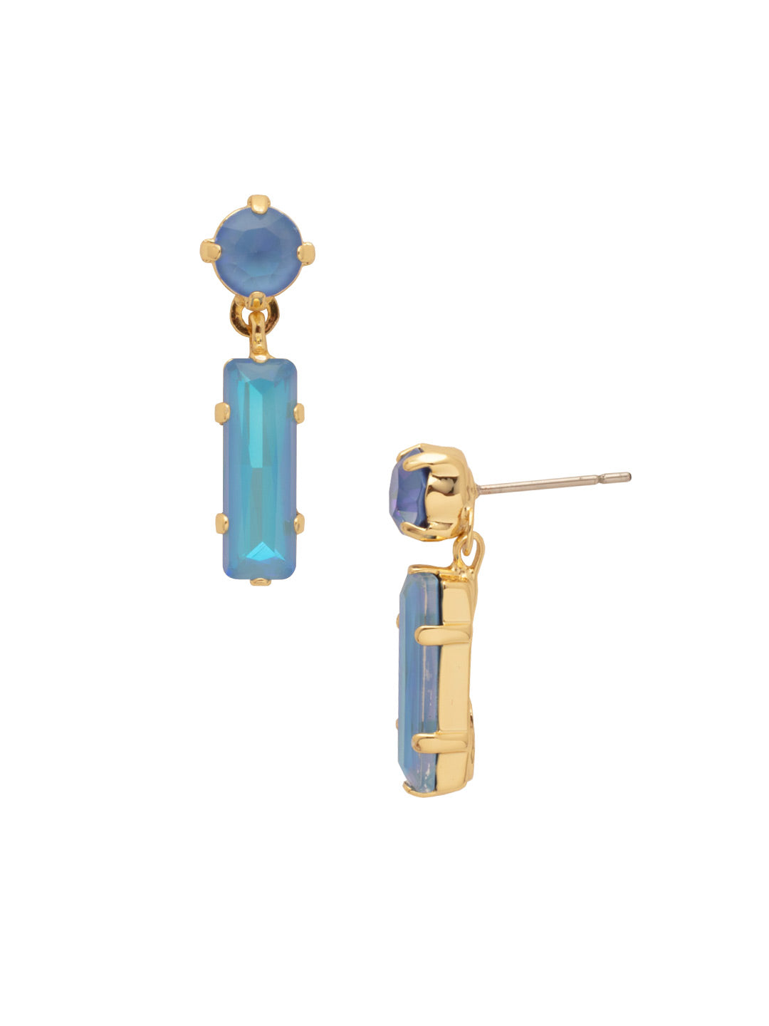 Bindi Studded Dangle Earrings - EFL13BGOCD - <p>The Bindi Studded Dangle Earrings feature a baguette bar crystal dangling from a round crystal on a post. From Sorrelli's Ocean Delite collection in our Bright Gold-tone finish.</p>