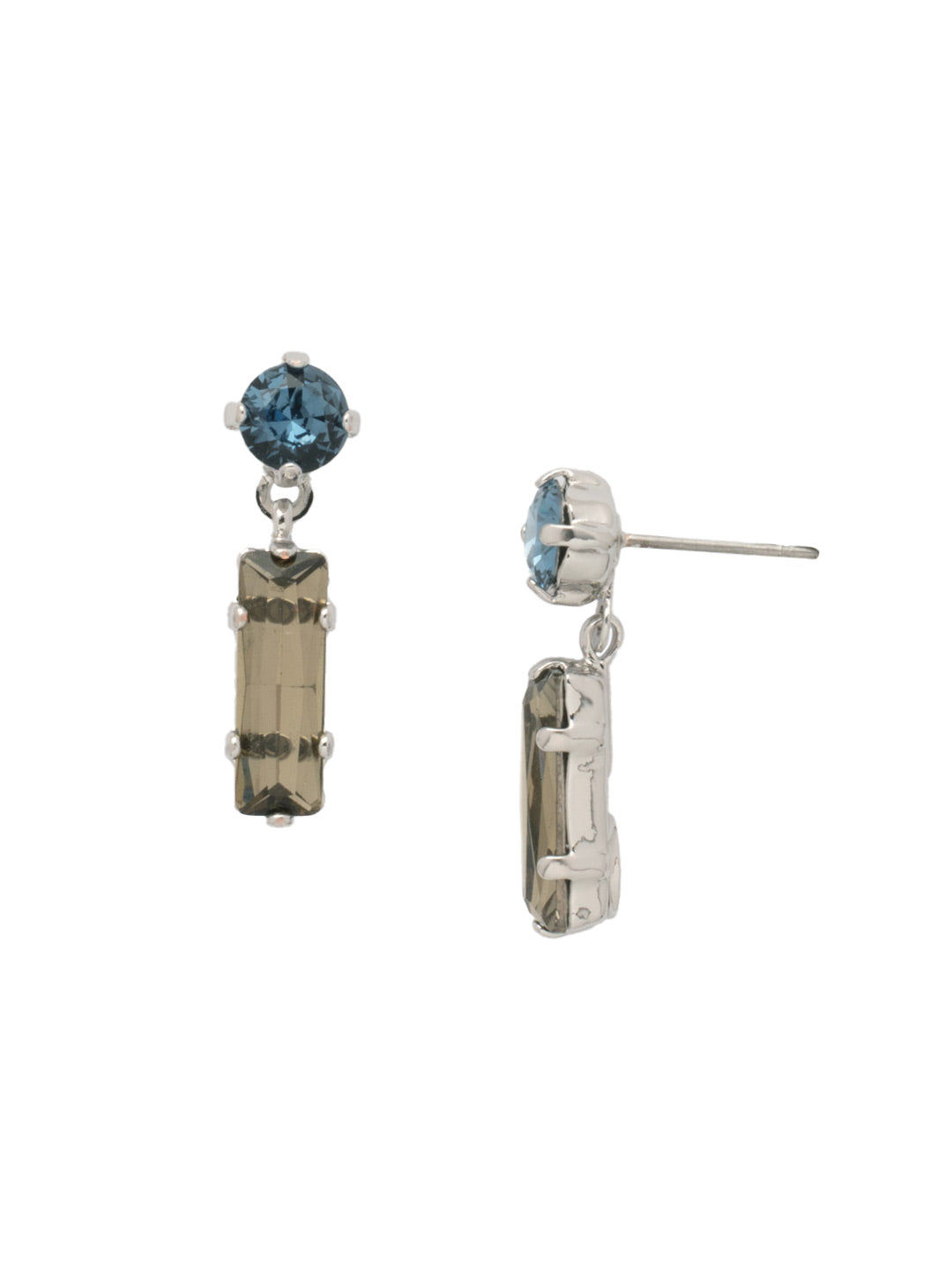 Bindi Studded Dangle Earrings - EFL13PDASP - <p>The Bindi Studded Dangle Earrings feature a baguette bar crystal dangling from a round crystal on a post. From Sorrelli's Aspen SKY collection in our Palladium finish.</p>