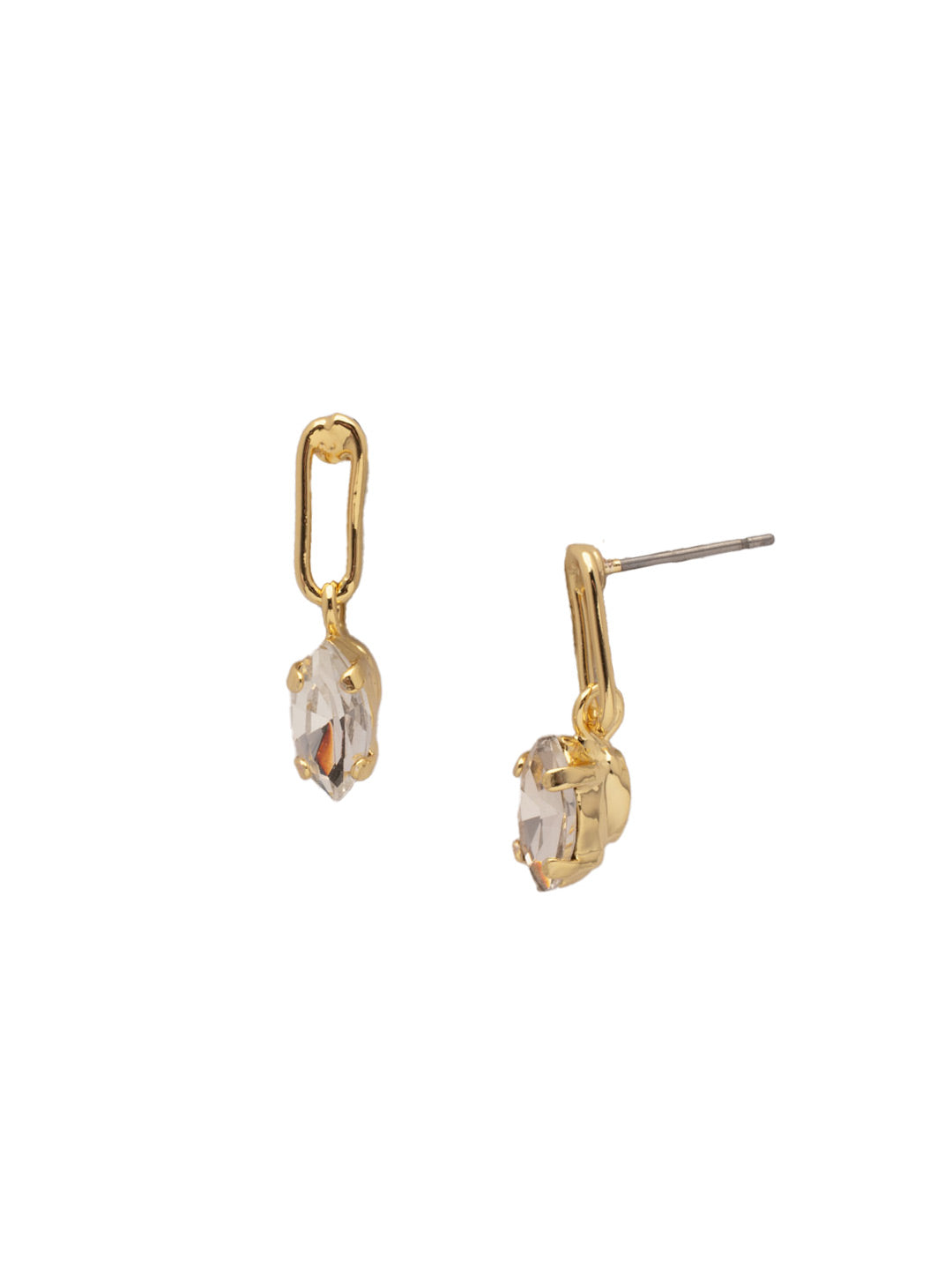 Clarissa Chain Link Dangle Earrings - EFL66BGCRY - <p>The Clarissa Chain Link Dangle Earrings feature a navette cut crystal dangling from a single chain link on a post. From Sorrelli's Crystal collection in our Bright Gold-tone finish.</p>