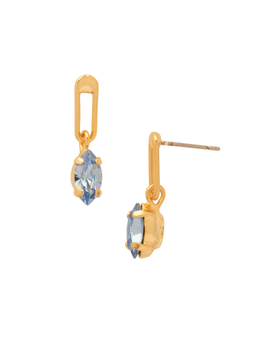 Clarissa Chain Link Dangle Earrings - EFL66BGLTS - <p>The Clarissa Chain Link Dangle Earrings feature a navette cut crystal dangling from a single chain link on a post. From Sorrelli's Light Sapphire collection in our Bright Gold-tone finish.</p>