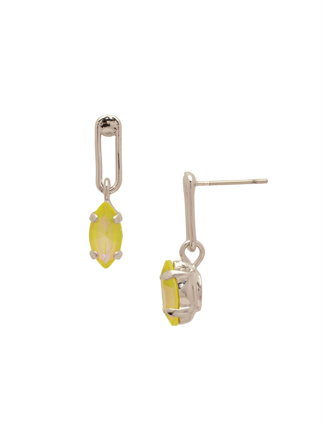 Clarissa Chain Link Dangle Earrings - EFL66PDLTD - <p>The Clarissa Chain Link Dangle Earrings feature a navette cut crystal dangling from a single chain link on a post. From Sorrelli's Light Topaz Delite collection in our Palladium finish.</p>