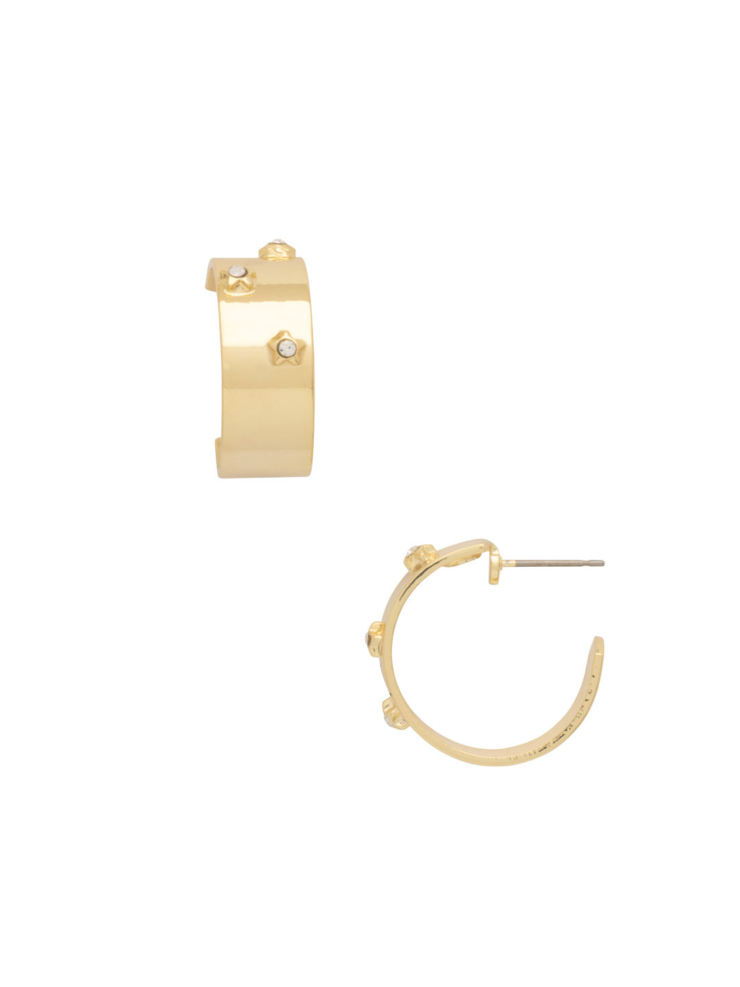 Dani Star Studded Hoop Earrings - EFM10BGCRY - <p>The Dani Star-Studded Hoop Earrings feature a chunky metal hoop with crystal star embellishments From Sorrelli's Crystal collection in our Bright Gold-tone finish.</p>