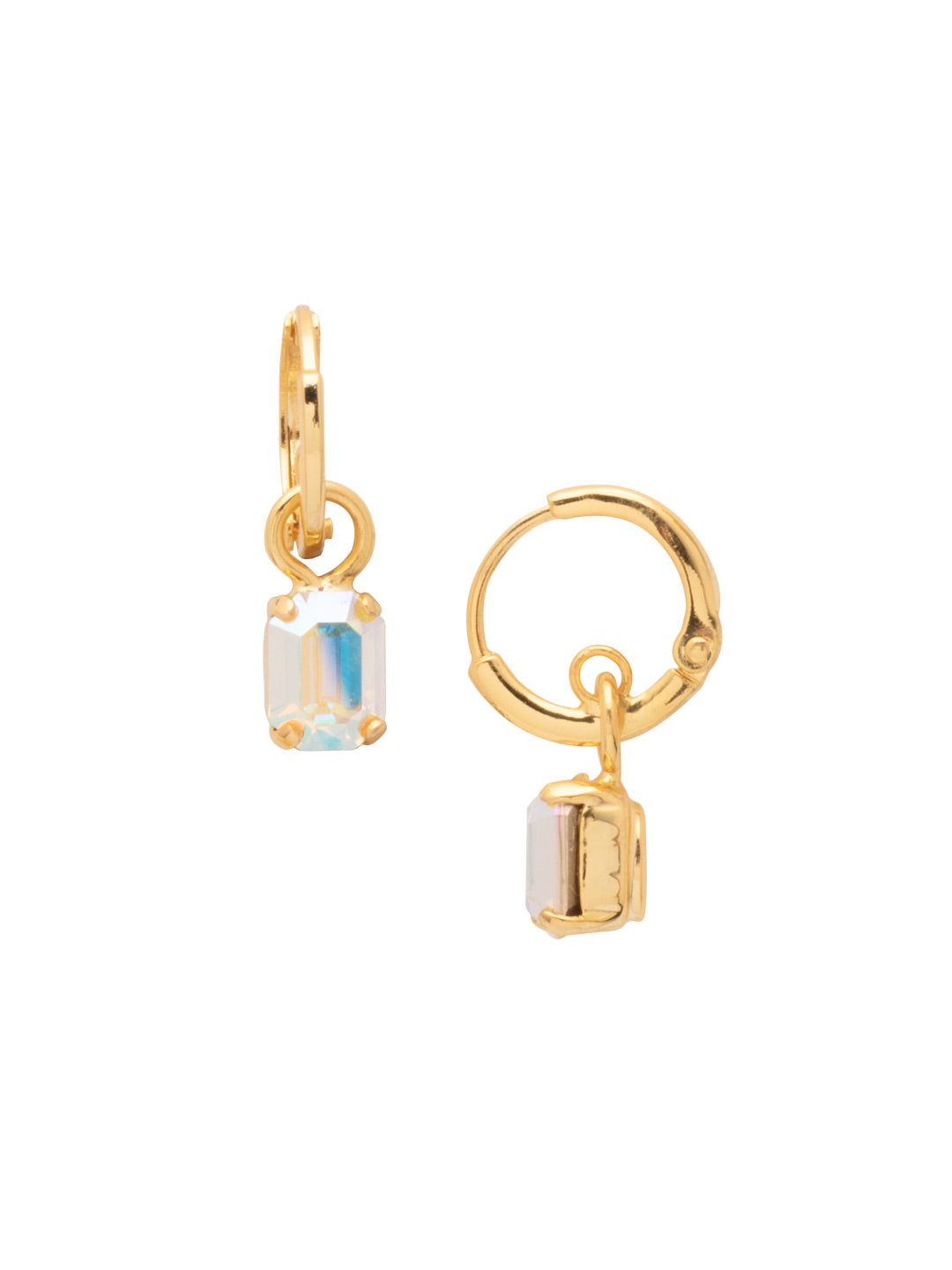 Mini Emerald Huggie Hoop Earrings - EFM13BGCAB - <p>The Mini Emerald Huggie Hoop Earrings feature a mini emerald cut crystal on a dainty huggie hoop. From Sorrelli's Crystal Aurora Borealis collection in our Bright Gold-tone finish.</p>