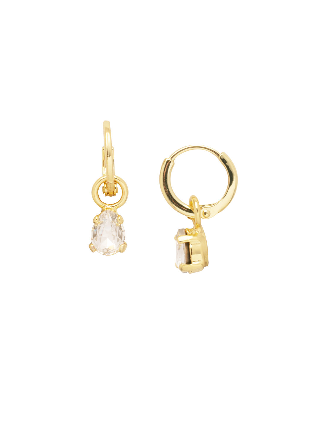 Petite Pear Huggie Hoop Earrings - EFM16BGCRY - <p>The Petite Pear Huggie Hoop Earrings feature a petite pear cut crystal on a dainty huggie hoop. From Sorrelli's Crystal collection in our Bright Gold-tone finish.</p>