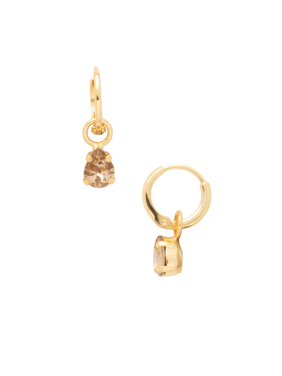 Petite Pear Huggie Hoop Earrings - EFM16BGMS - <p>The Petite Pear Huggie Hoop Earrings feature a petite pear cut crystal on a dainty huggie hoop. From Sorrelli's Maple Syrup collection in our Bright Gold-tone finish.</p>