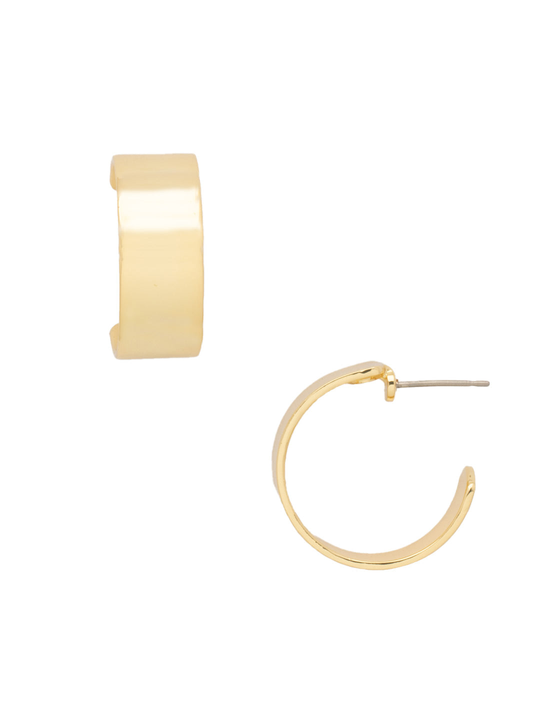 Wide Domed Hoop Earrings - EFM20BGMTL - <p>The Wide Domed Hoop Earrings feature a classic metal flat domed hoop on a post From Sorrelli's Bare Metallic collection in our Bright Gold-tone finish.</p>