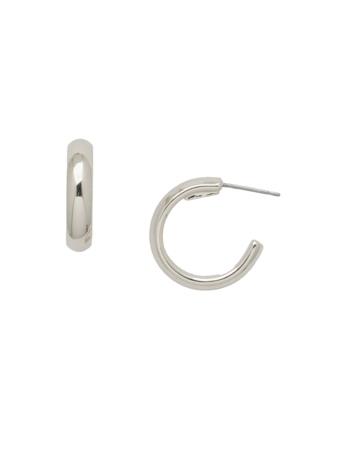 Domed Hoop Earrings - EFM21PDMTL - <p>The Domed Hoop Earrings feature a classic metal domed hoop on a post. From Sorrelli's Bare Metallic collection in our Palladium finish.</p>