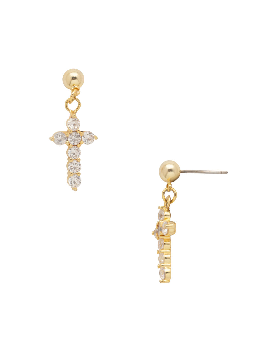 Crystal Cross Dangle Earrings - EFM7BGCRY