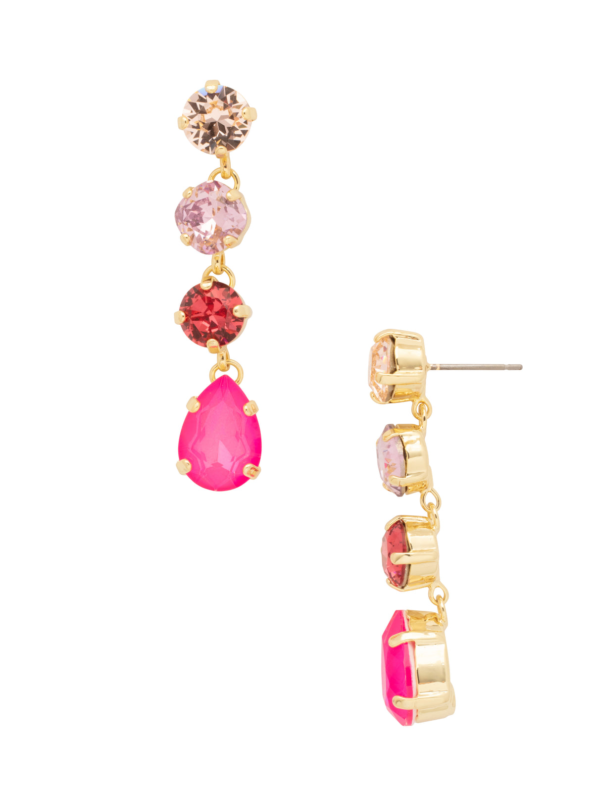 Aurelia Dangle Earrings - EFN12BGBFL - <p>The Aurelia Dangle Earrings feature three round cut crystals dangling on a post, with a single pear-cut crystal at the bottom. From Sorrelli's Big Flirt collection in our Bright Gold-tone finish.</p>