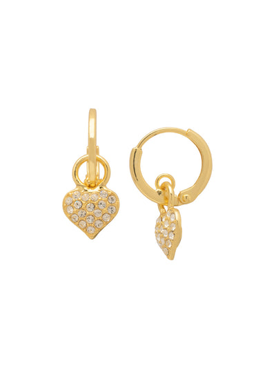 Mini Pave Heart Huggie Hoop Earrings - EFN2BGCRY - <p>The Mini Pave Heart Huggie Hoop Earrings feature a crystal-embellished heart charm on a small huggie hoop. From Sorrelli's Crystal collection in our Bright Gold-tone finish.</p>