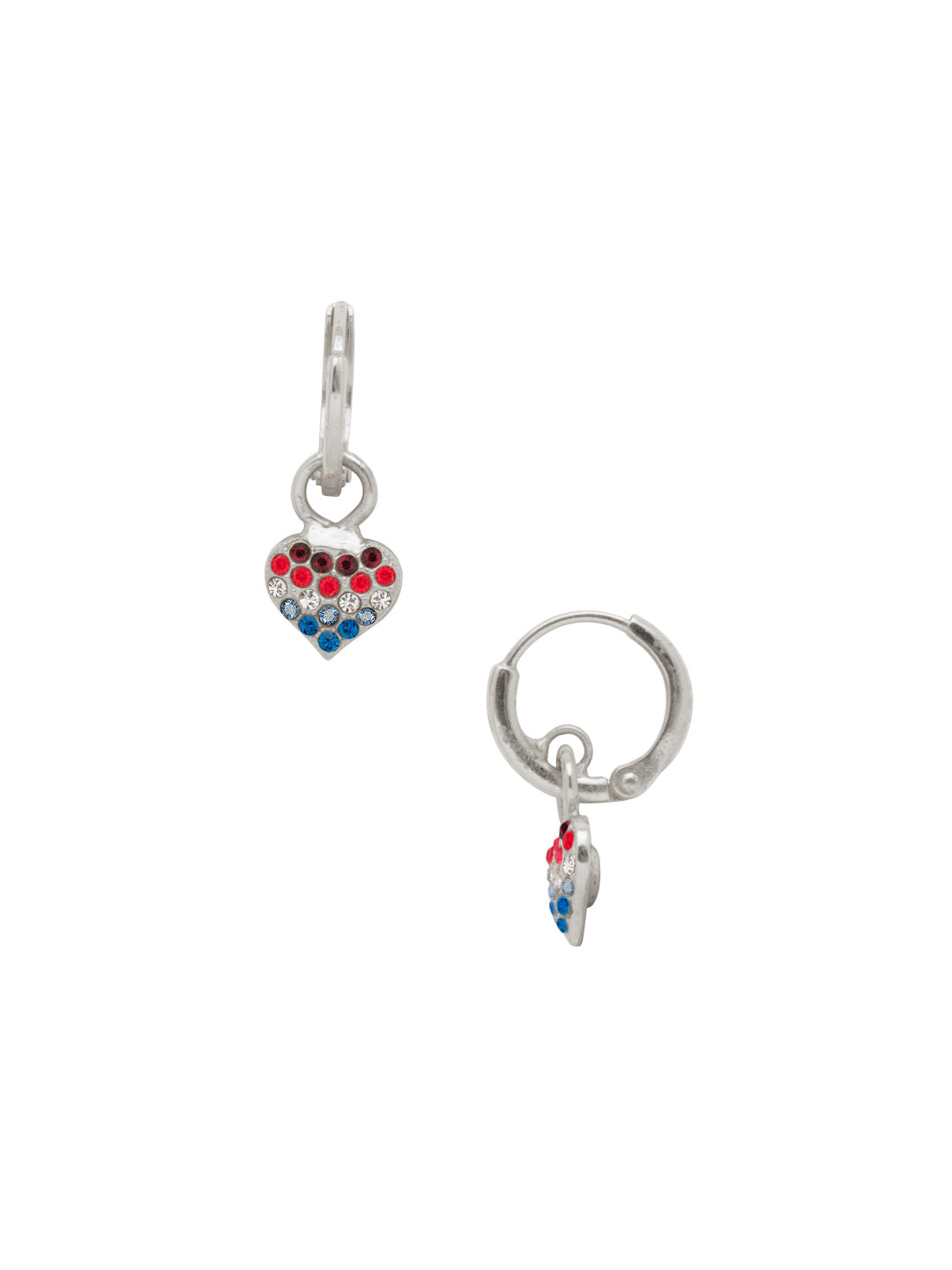 Mini Pave Heart Huggie Hoop Earrings - EFN2PDUSA - <p>The Mini Pave Heart Huggie Hoop Earrings feature a crystal-embellished heart charm on a small huggie hoop. From Sorrelli's Stars and Stripes collection in our Palladium finish.</p>