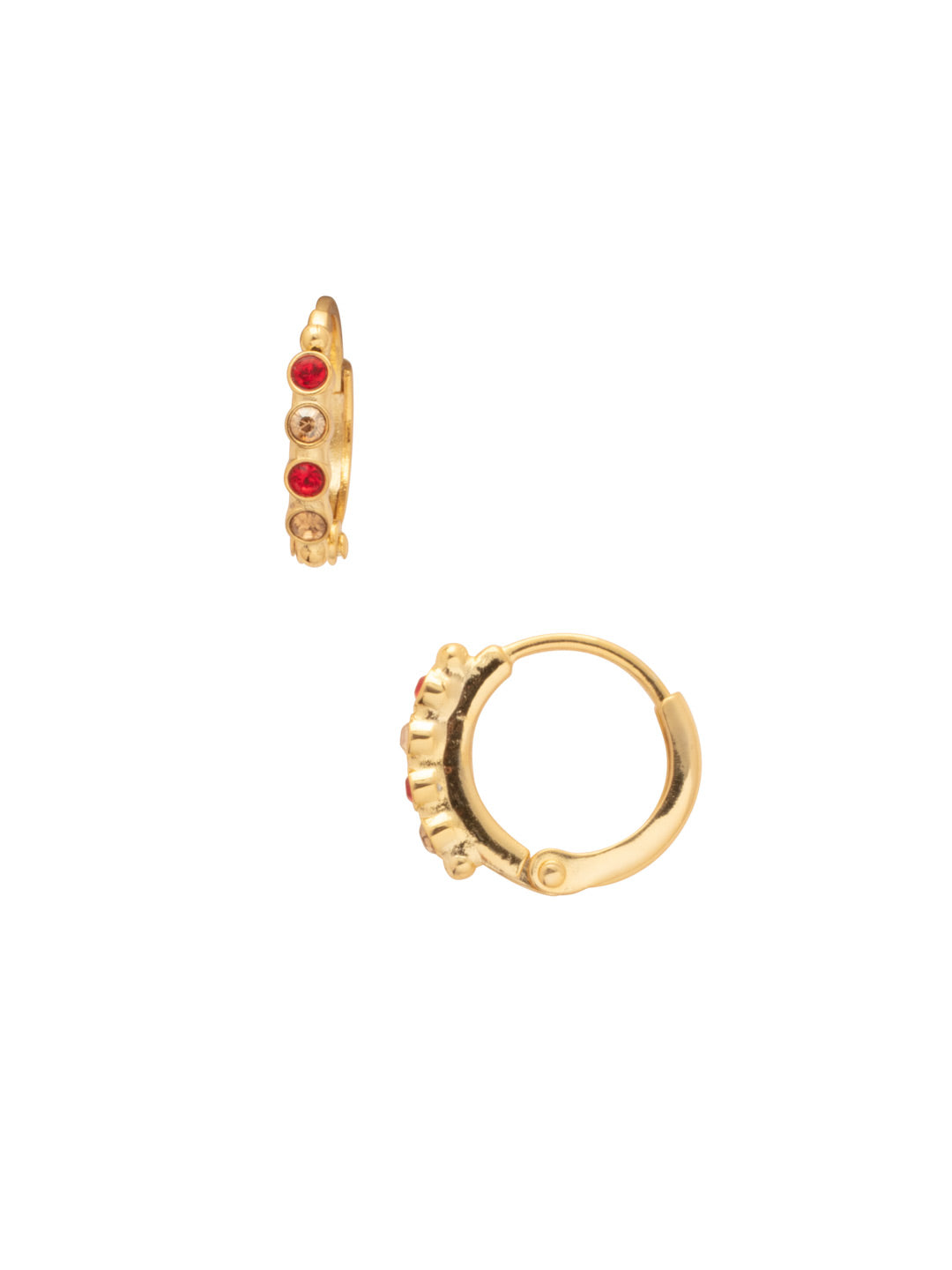 Mini Embellished Huggie Hoop Earrings - EFN6BGGGA - <p>The Mini Embellished Huggie Hoop Earrings feature small crystal embellishments on a tiny huggie hoop. From Sorrelli's Go Garnet collection in our Bright Gold-tone finish.</p>