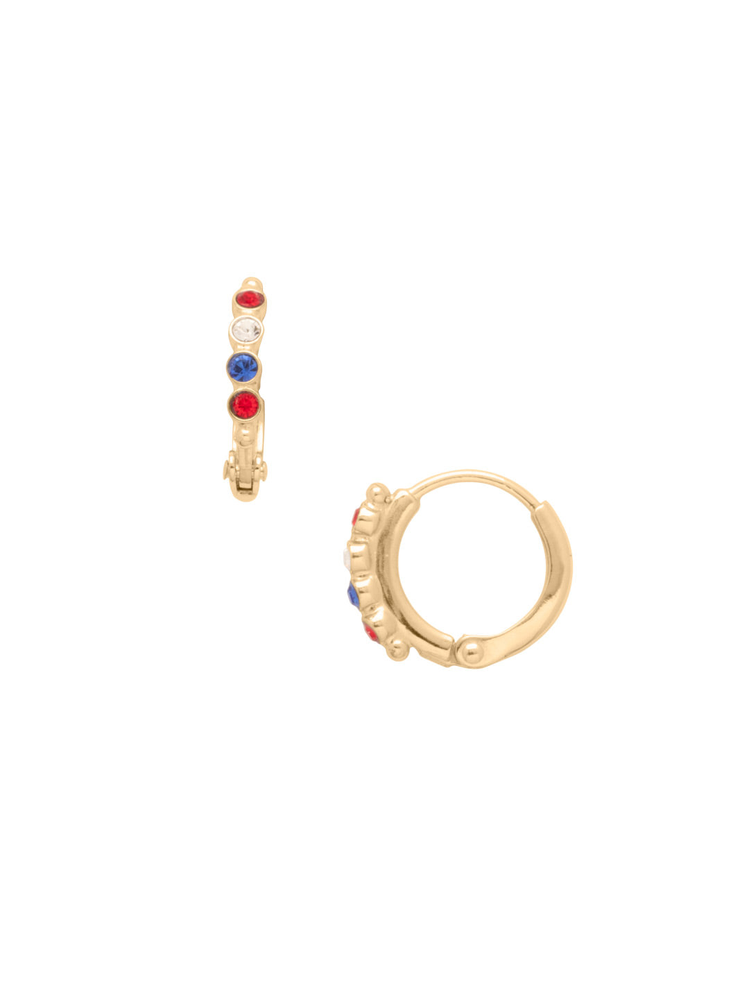 Mini Embellished Huggie Hoop Earrings - EFN6BGUSA - <p>The Mini Embellished Huggie Hoop Earrings feature small crystal embellishments on a tiny huggie hoop. From Sorrelli's Stars and Stripes collection in our Bright Gold-tone finish.</p>