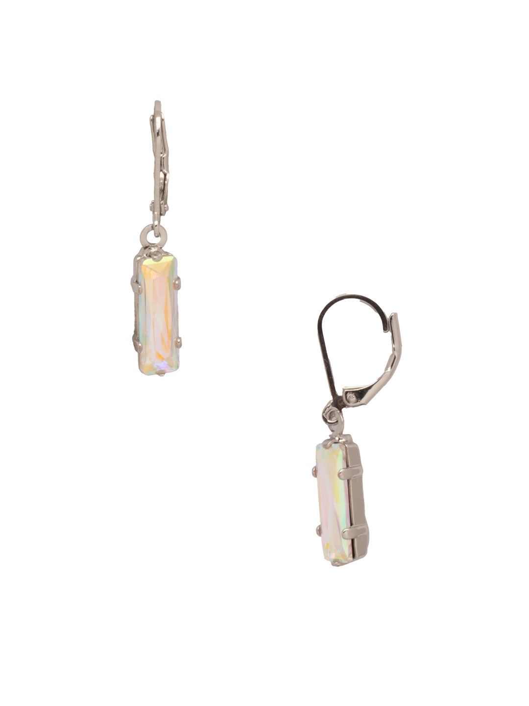 Bindi Dangle Earrings - EFP13PDCAB - <p>The Bindi Dangle Earrings feature a single baguette cut crystal on a lever-back French wire. From Sorrelli's Crystal Aurora Borealis collection in our Palladium finish.</p>
