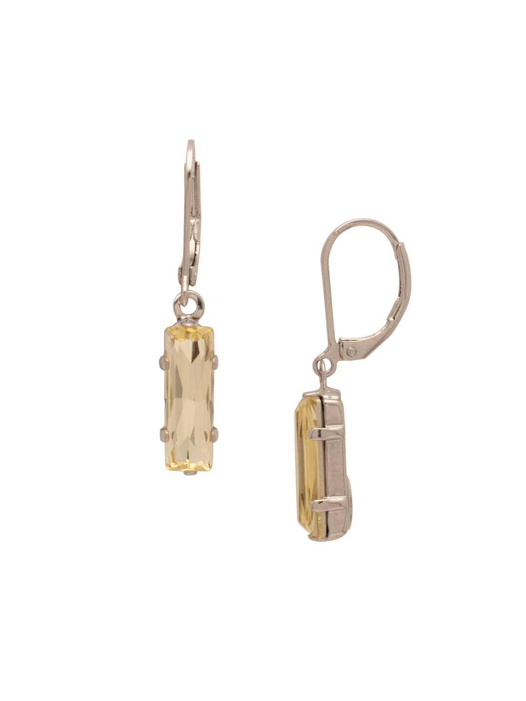 Bindi Dangle Earrings - EFP13PDJON - <p>The Bindi Dangle Earrings feature a single baguette cut crystal on a lever-back French wire. From Sorrelli's Jonquil collection in our Palladium finish.</p>