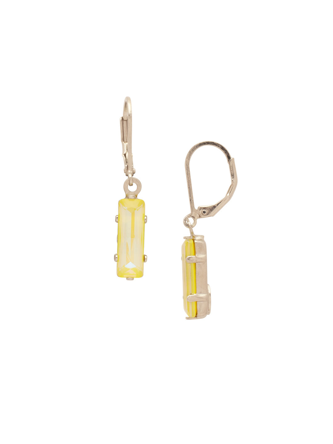 Bindi Dangle Earrings - EFP13PDLTD - <p>The Bindi Dangle Earrings feature a single baguette cut crystal on a lever-back French wire. From Sorrelli's Light Topaz Delite collection in our Palladium finish.</p>