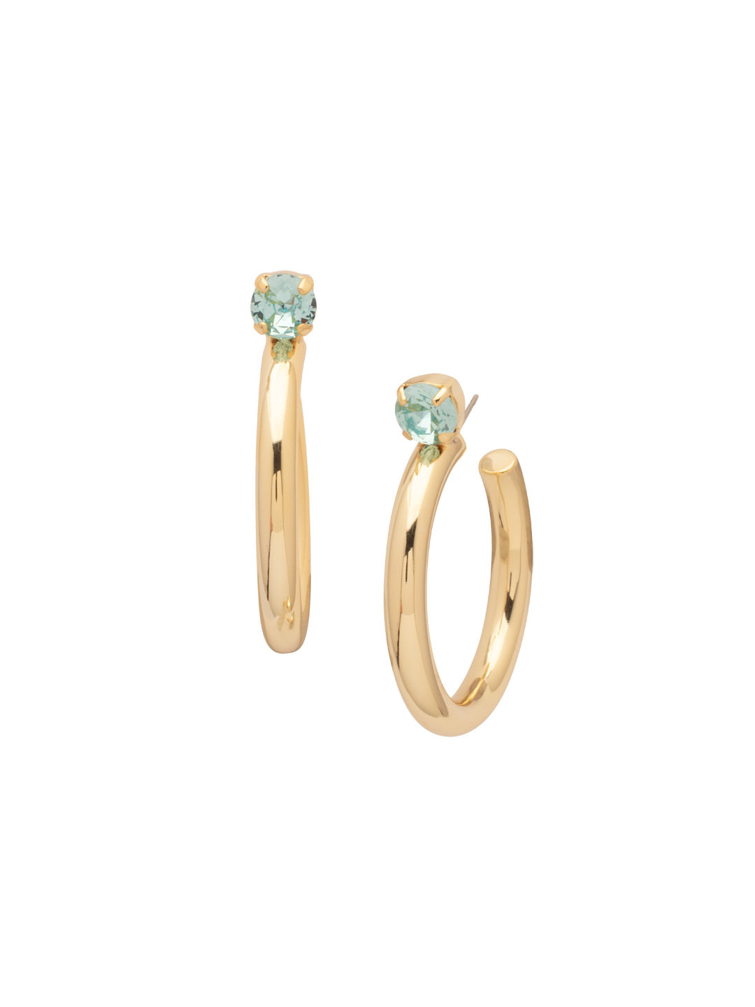 Keeley Studded Hoop Earrings - EFP26BGAQU - <p>Elevate your look with the Keeley Studded Hoop Earrings, a dazzling accessory that commands attention. Featuring: a sparkling crystal stud embellishment, a sleek durable metal hoop, and a secure post-back closure From Sorrelli's Aquamarine collection in our Bright Gold-tone finish.</p>