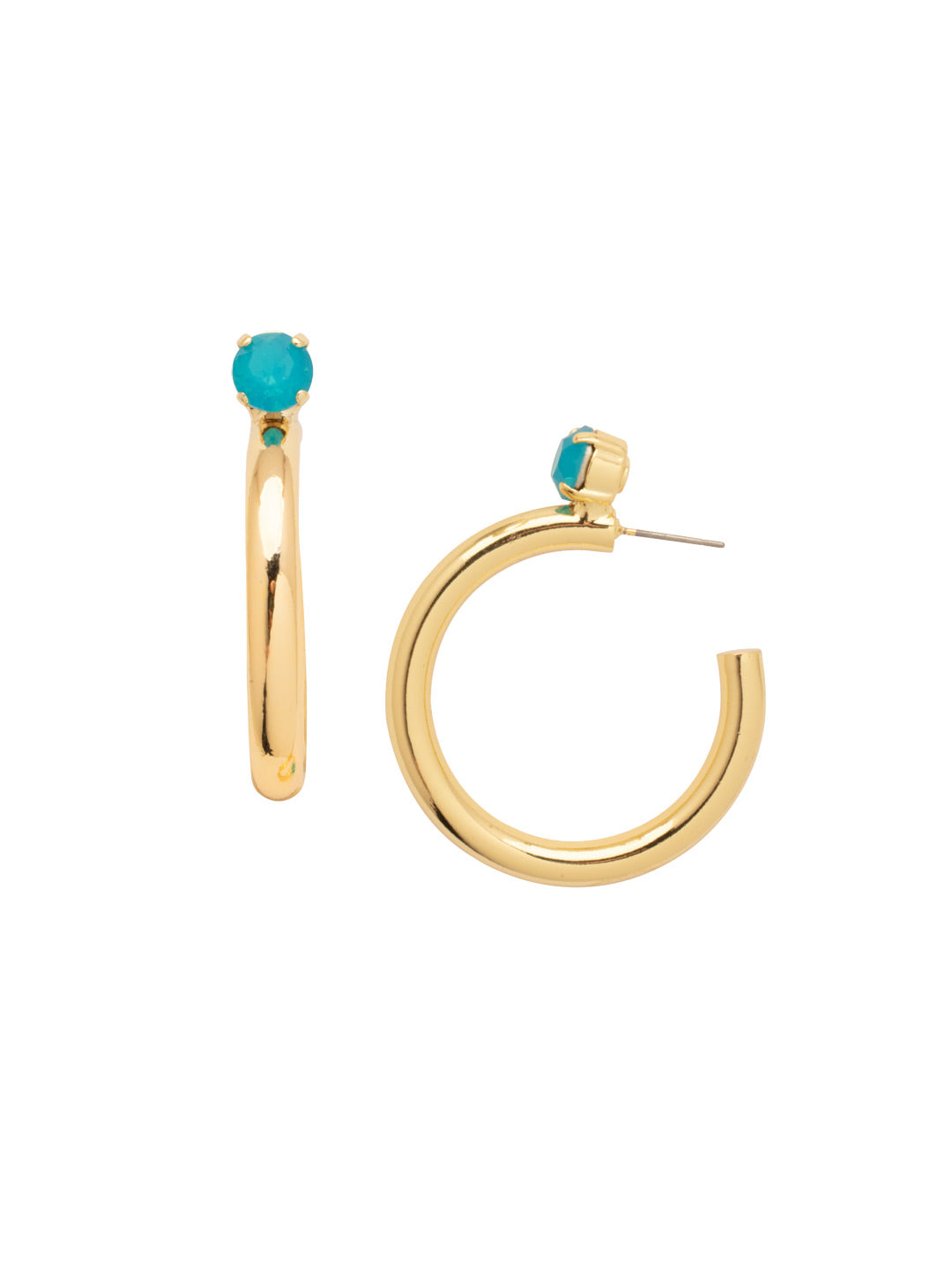 Keeley Studded Hoop Earrings - EFP26BGCBO - <p>Elevate your look with the Keeley Studded Hoop Earrings, a dazzling accessory that commands attention. Featuring: a sparkling crystal stud embellishment, a sleek durable metal hoop, and a secure post-back closure From Sorrelli's Caribbean Blue Opal collection in our Bright Gold-tone finish.</p>