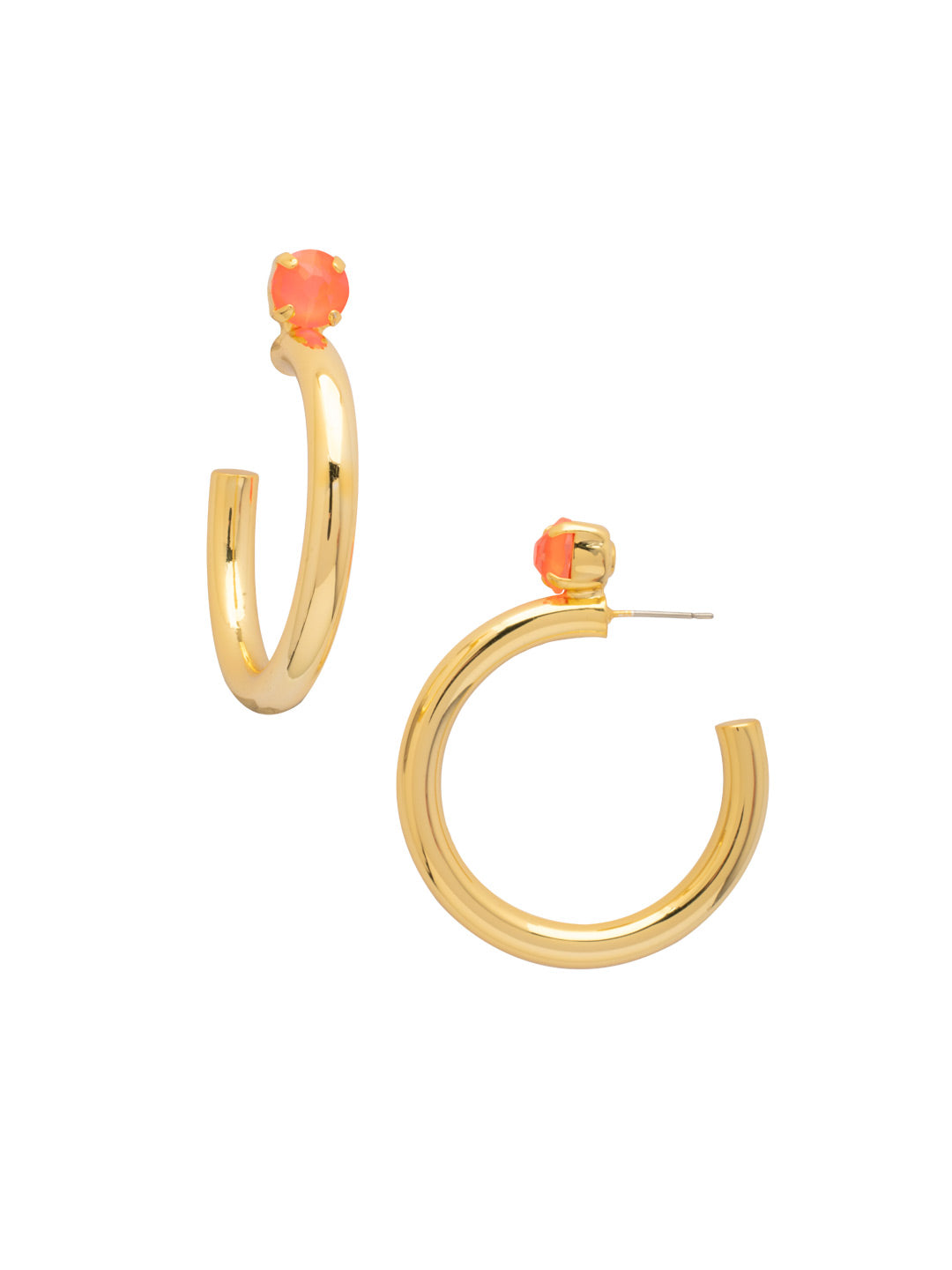 Keeley Studded Hoop Earrings - EFP26BGELH - <p>Elevate your look with the Keeley Studded Hoop Earrings, a dazzling accessory that commands attention. Featuring: a sparkling crystal stud embellishment, a sleek durable metal hoop, and a secure post-back closure From Sorrelli's Electric Hyacinth collection in our Bright Gold-tone finish.</p>