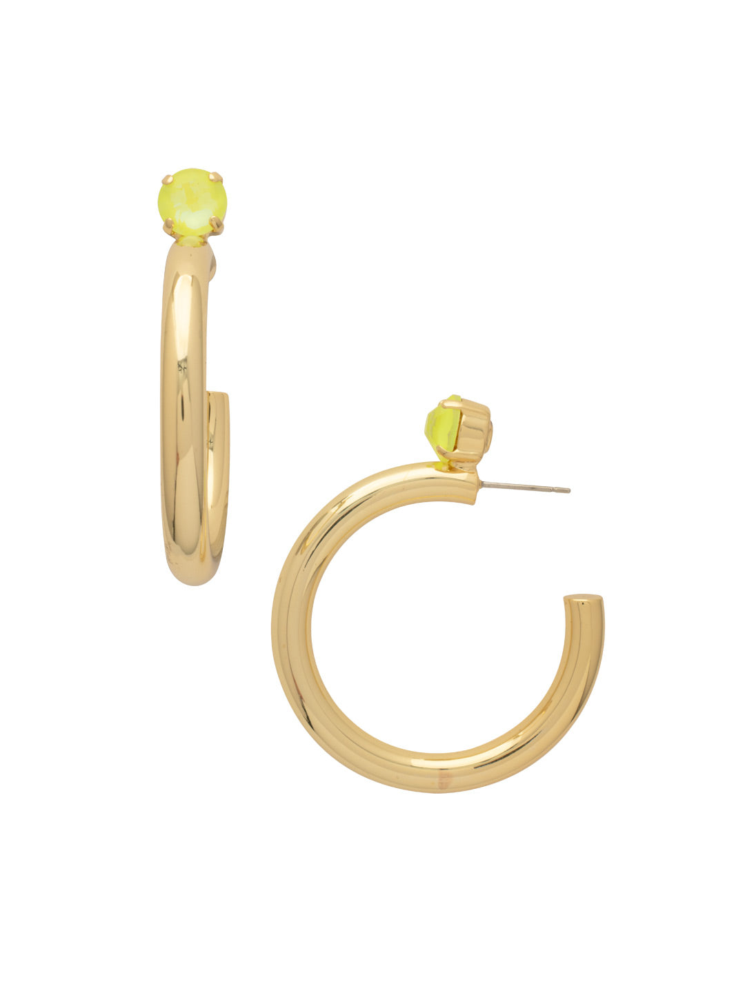 Keeley Studded Hoop Earrings - EFP26BGELY - <p>Elevate your look with the Keeley Studded Hoop Earrings, a dazzling accessory that commands attention. Featuring: a sparkling crystal stud embellishment, a sleek durable metal hoop, and a secure post-back closure From Sorrelli's Electric Yellow collection in our Bright Gold-tone finish.</p>