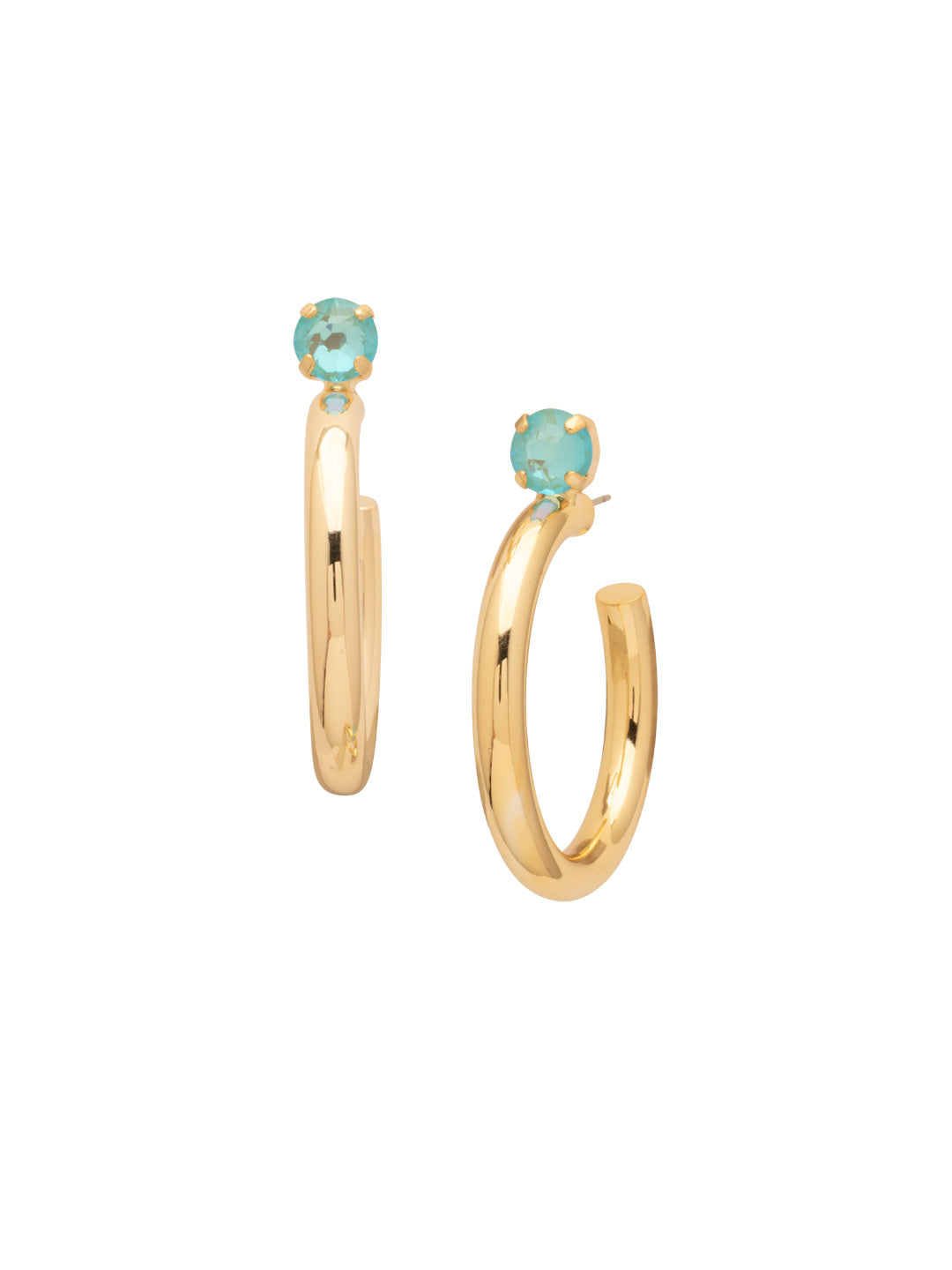Keeley Studded Hoop Earrings - EFP26BGSBD - <p>Elevate your look with the Keeley Studded Hoop Earrings, a dazzling accessory that commands attention. Featuring: a sparkling crystal stud embellishment, a sleek durable metal hoop, and a secure post-back closure From Sorrelli's Summer Blue Delite collection in our Bright Gold-tone finish.</p>