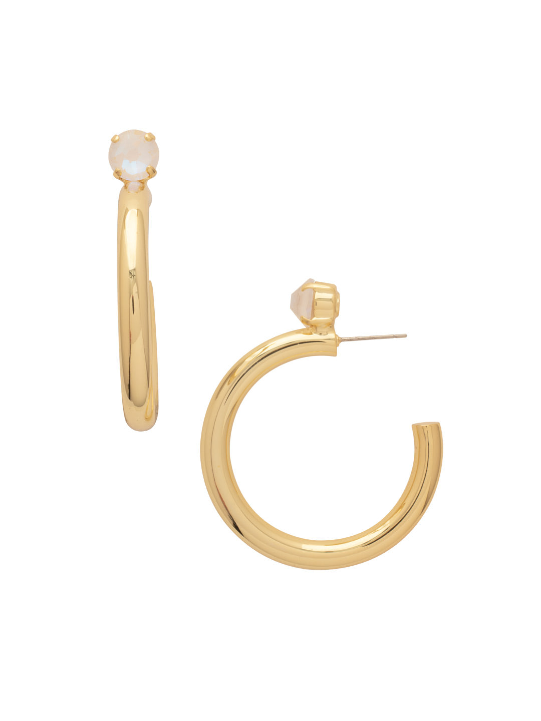 Keeley Studded Hoop Earrings - EFP26BGUW - <p>Elevate your look with the Keeley Studded Hoop Earrings, a dazzling accessory that commands attention. Featuring: a sparkling crystal stud embellishment, a sleek durable metal hoop, and a secure post-back closure From Sorrelli's Ultra White collection in our Bright Gold-tone finish.</p>