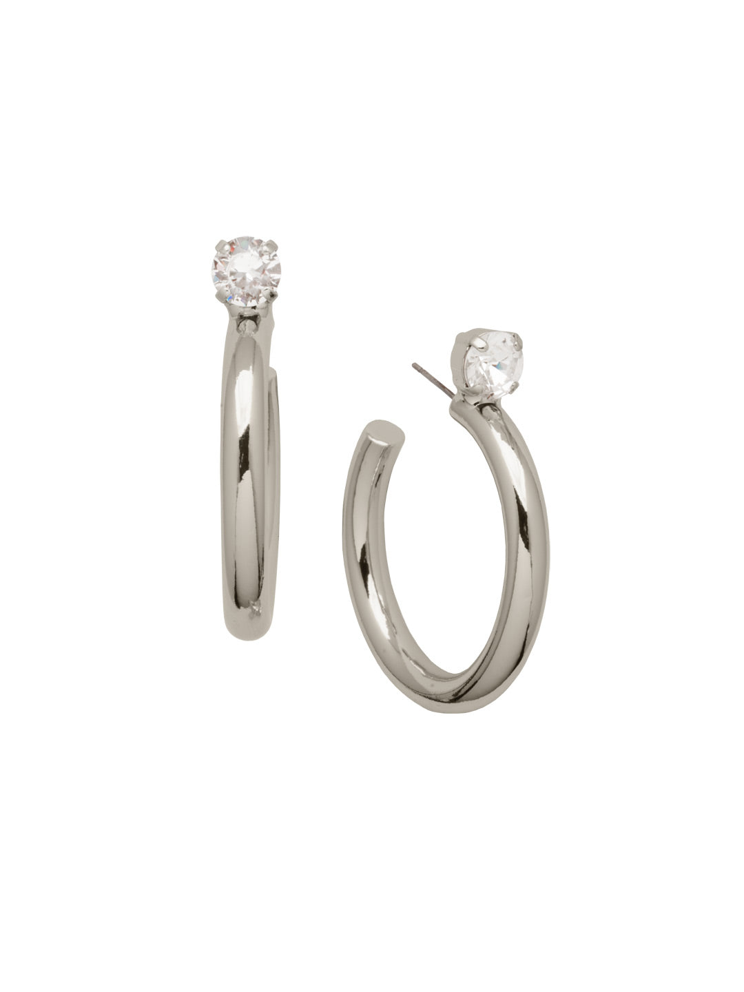 Keeley Studded Hoop Earrings - EFP26PDCRY - <p>Elevate your look with the Keeley Studded Hoop Earrings, a dazzling accessory that commands attention. Featuring: a sparkling crystal stud embellishment, a sleek durable metal hoop, and a secure post-back closure From Sorrelli's Crystal collection in our Palladium finish.</p>