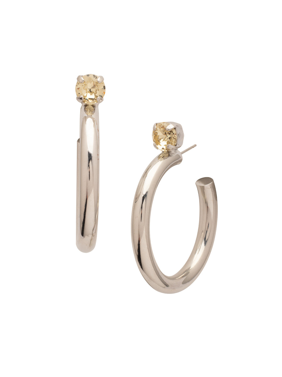 Keeley Studded Hoop Earrings - EFP26PDJON - <p>Elevate your look with the Keeley Studded Hoop Earrings, a dazzling accessory that commands attention. Featuring: a sparkling crystal stud embellishment, a sleek durable metal hoop, and a secure post-back closure From Sorrelli's Jonquil collection in our Palladium finish.</p>