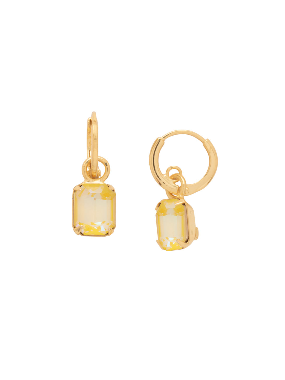 Octavia Huggie Hoop Earrings - EFS34BGLTD - <p>The Octavia Huggie Hoop Earrings feature a single emerald-cut crystal dangling from a dainty huggie hoop. From Sorrelli's Light Topaz Delite collection in our Bright Gold-tone finish.</p>