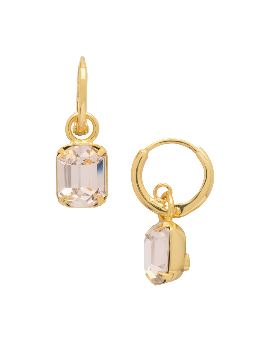 Octavia Huggie Hoop Earrings - EFS34BGSIL - <p>The Octavia Huggie Hoop Earrings feature a single emerald-cut crystal dangling from a dainty huggie hoop. From Sorrelli's Silk collection in our Bright Gold-tone finish.</p>