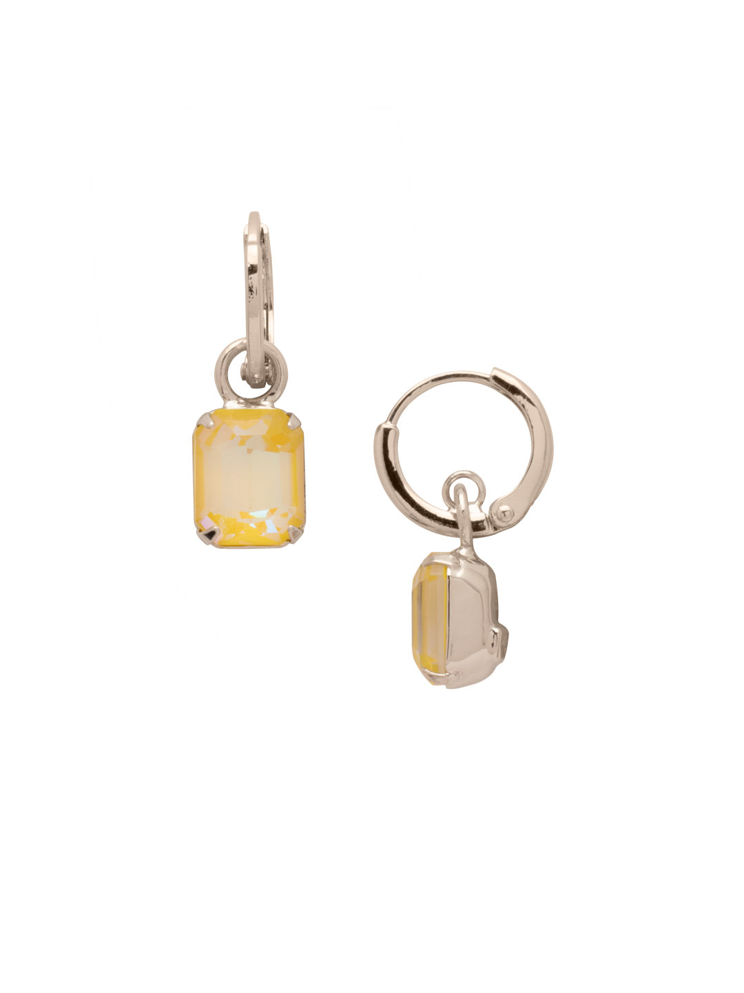 Octavia Huggie Hoop Earrings - EFS34PDLTD - <p>The Octavia Huggie Hoop Earrings feature a single emerald-cut crystal dangling from a dainty huggie hoop. From Sorrelli's Light Topaz Delite collection in our Palladium finish.</p>