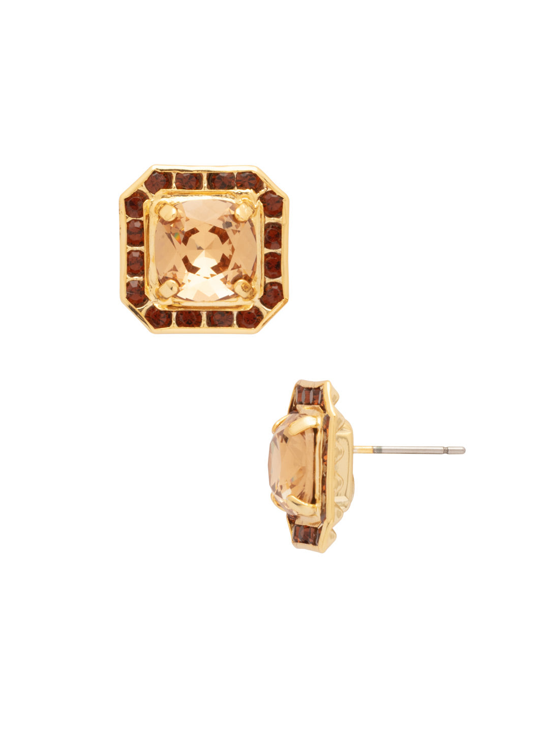 Autumn Stud Earrings - EFS5BGHNB - <p>he Autumn Stud Earrings feature a stunning crystal-embellished imperial square halo, adding a touch of elegance to any ensemble. Perfect for everyday wear or special occasions. From Sorrelli's Honey Bourbon collection in our Bright Gold-tone finish.</p>