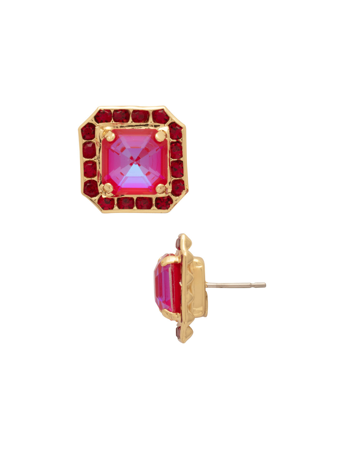 Autumn Stud Earrings - EFS5BGREV - <p>he Autumn Stud Earrings feature a stunning crystal-embellished imperial square halo, adding a touch of elegance to any ensemble. Perfect for everyday wear or special occasions. From Sorrelli's Red Velvet collection in our Bright Gold-tone finish.</p>