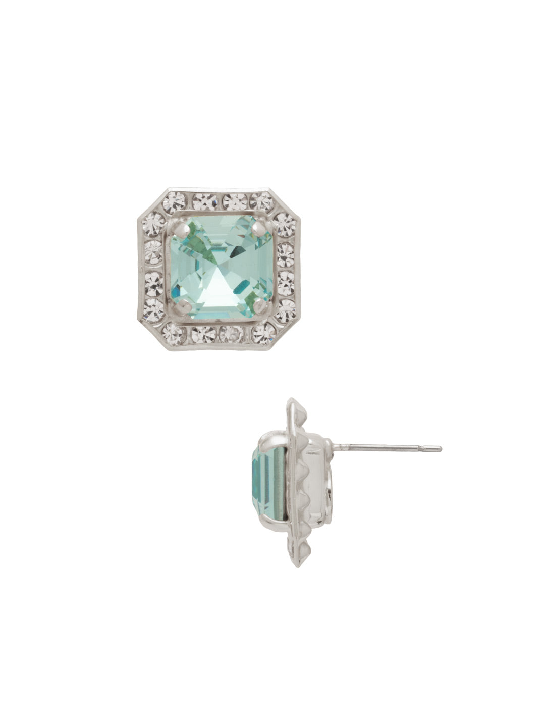 Autumn Stud Earrings - EFS5PDAQU - <p>he Autumn Stud Earrings feature a stunning crystal-embellished imperial square halo, adding a touch of elegance to any ensemble. Perfect for everyday wear or special occasions. From Sorrelli's Aquamarine collection in our Palladium finish.</p>