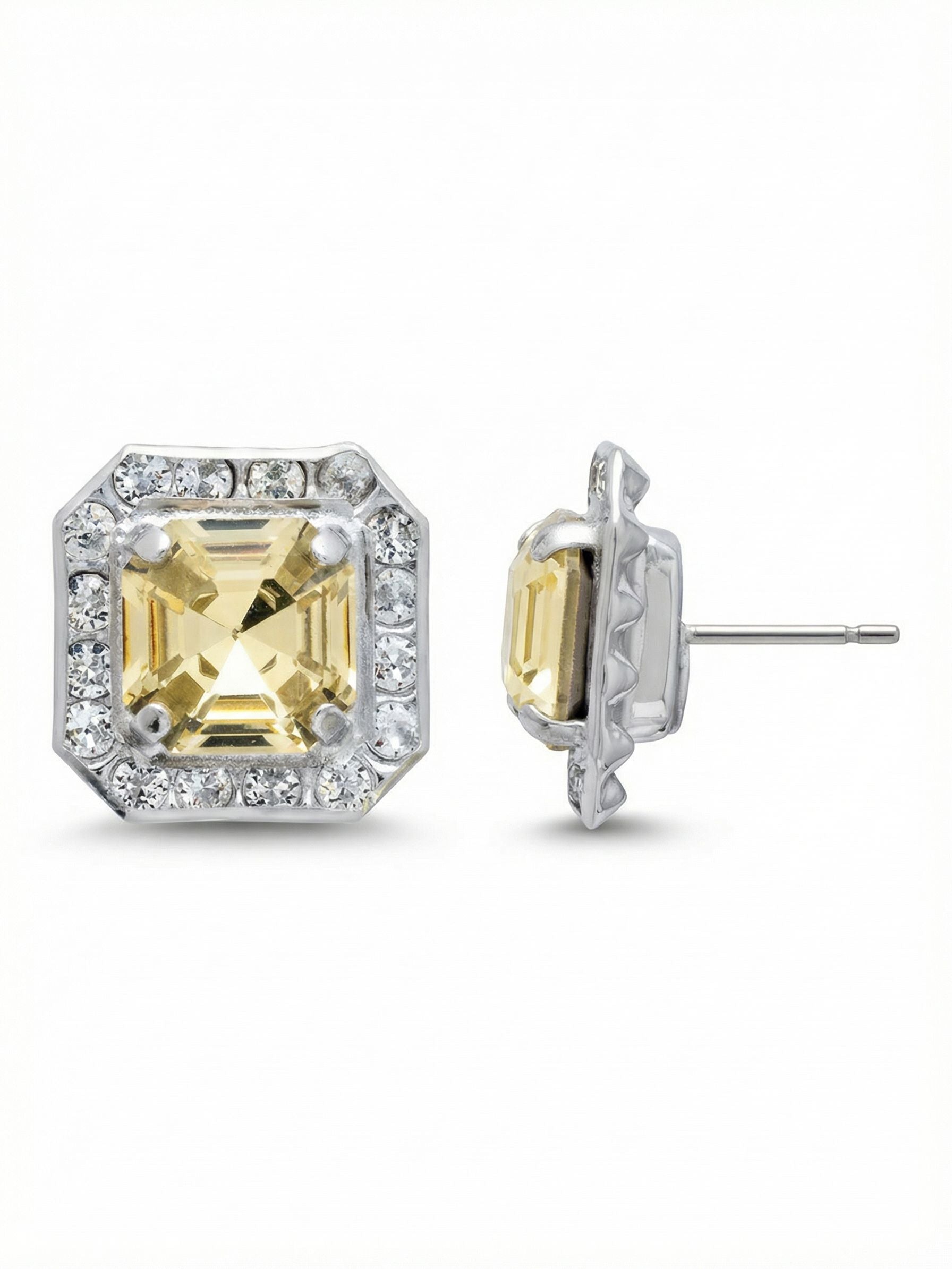 Autumn Stud Earrings - EFS5PDLZ - <p>he Autumn Stud Earrings feature a stunning crystal-embellished imperial square halo, adding a touch of elegance to any ensemble. Perfect for everyday wear or special occasions. From Sorrelli's Lemon Zest collection in our Palladium finish.</p>