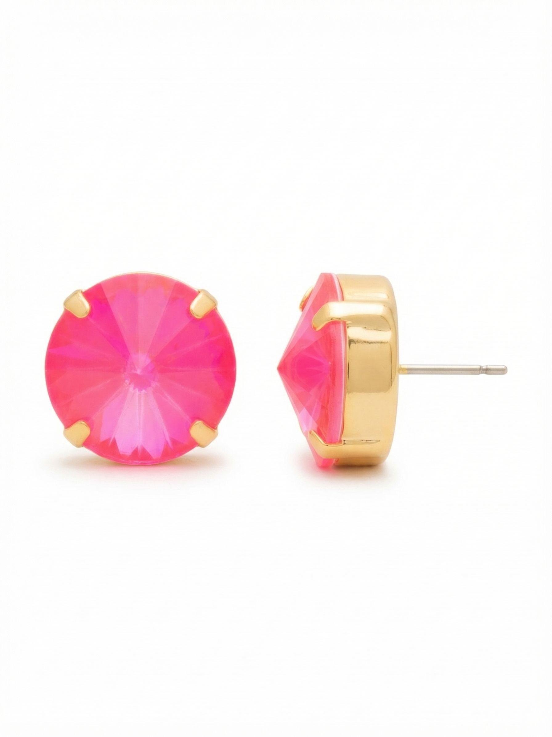 Kelly Stud Earrings - EFT110BGETP - <p>The Kelly Stud Earrings feature a single bold round- cut crystal on a post. From Sorrelli's Electric Pink collection in our Bright Gold-tone finish.</p>