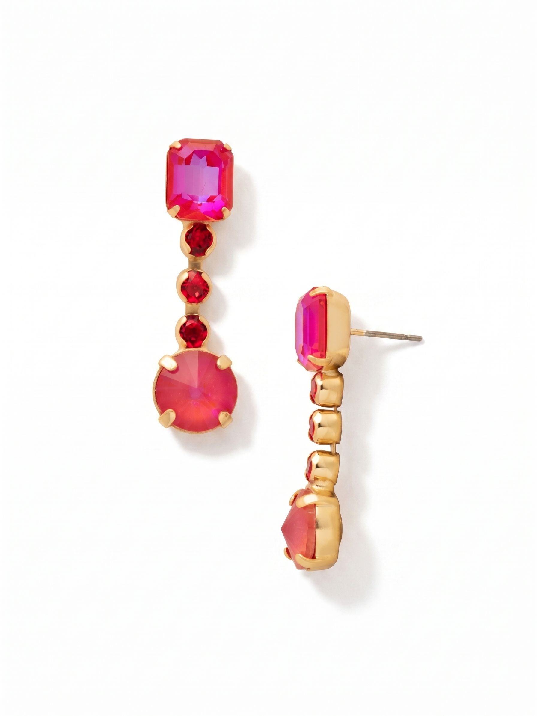 Bevy Dangle Earrings - EFT222BGRCP - <p>Elevate your look with the Bevy Dangle Earrings, showcasing a delicate emerald-cut crystal perched on a post, beautifully complemented by a shimmering rhinestone chain that leads to a striking round-cut crystal at the end. These earrings are the ideal blend of sophistication and charm. From Sorrelli's Red Carpet collection in our Bright Gold-tone finish.</p>