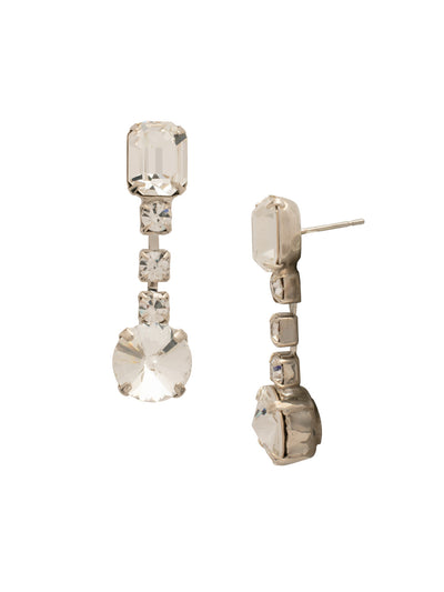 Bevy Dangle Earrings - EFT222PDCRY - <p>Elevate your look with the Bevy Dangle Earrings, showcasing a delicate emerald-cut crystal perched on a post, beautifully complemented by a shimmering rhinestone chain that leads to a striking round-cut crystal at the end. These earrings are the ideal blend of sophistication and charm. From Sorrelli's Crystal collection in our Palladium finish.</p>