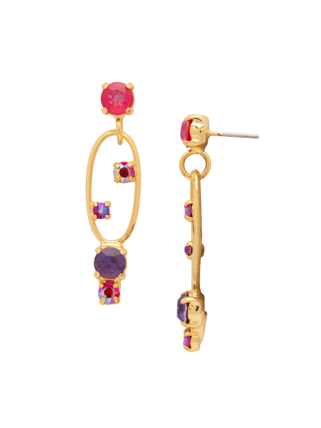 Greer Studded Dangle Earrings - EFT4BGREV - <p>The Greer Studded Dangle Earrings feature bold round chain links adorned with sparkling crystal embellishments, creating a striking look that elevates any outfit. These earrings are the perfect blend of modern design and glamorous flair. From Sorrelli's Red Velvet collection in our Bright Gold-tone finish.</p>