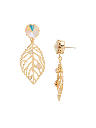Cala Studded Dangle Earrings - EFU22BGCAB - <p>The Cala Studded Dangle Earrings features a delicate crystal embellished metal leaf cut-out dangling from a single crystal stud. From Sorrelli's Crystal Aurora Borealis collection in our Bright Gold-tone finish.</p>