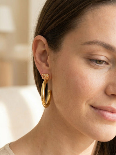 Keeley Emerald Cut Hoop Earrings - EFU6BGGNS