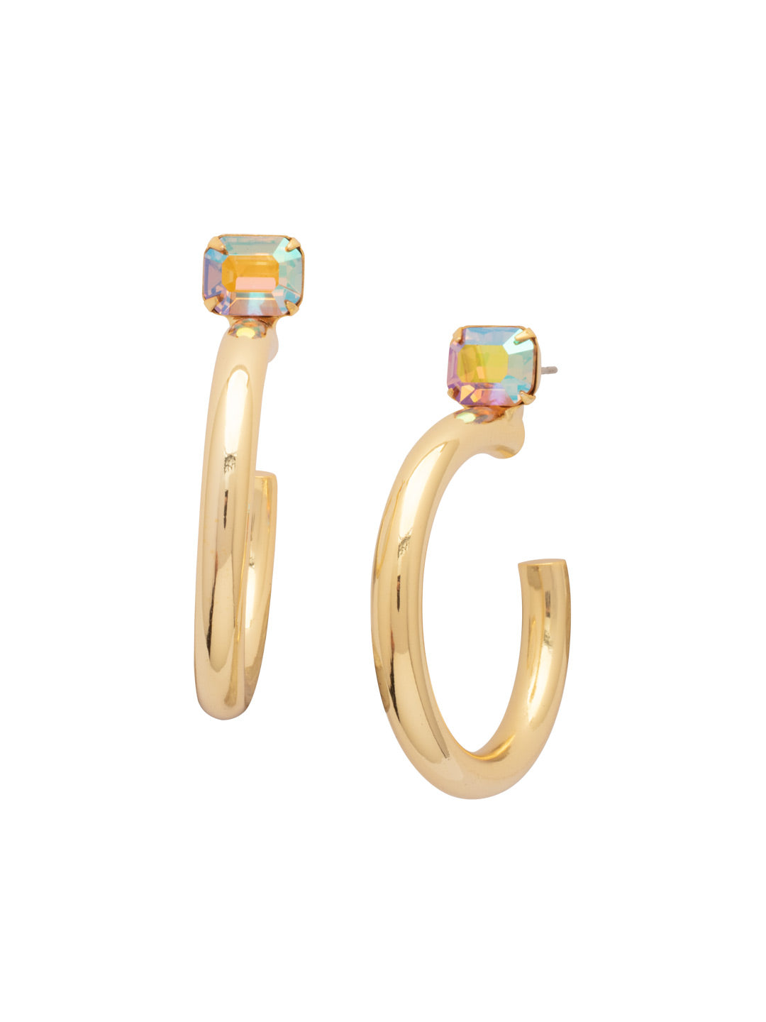 Keeley Emerald Cut Hoop Earrings - EFU6BGLCA - <p>Elevate your look with the Keeley Emerald Cut Hoop Earrings, a dazzling accessory that commands attention. Featuring: a sparkling emerald cut crystal stud embellishment, a sleek durable metal hoop, and a secure post-back closure. From Sorrelli's Light Colorado Aurora Borealis collection in our Bright Gold-tone finish.</p>