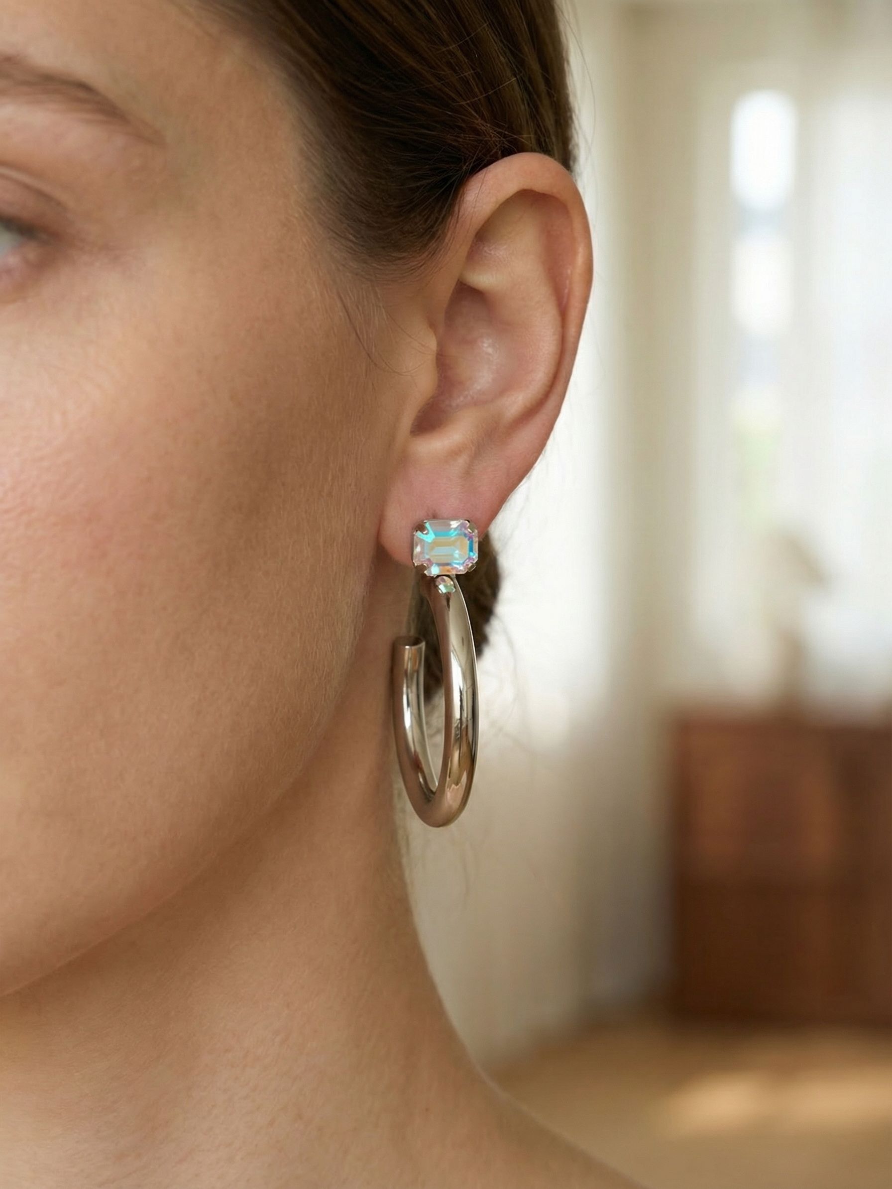 Keeley Emerald Cut Hoop Earrings - EFU6PDCAB